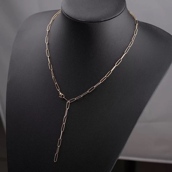 Dainty Gold Plated Paperclip Chain Necklace - Picture 3 of 5